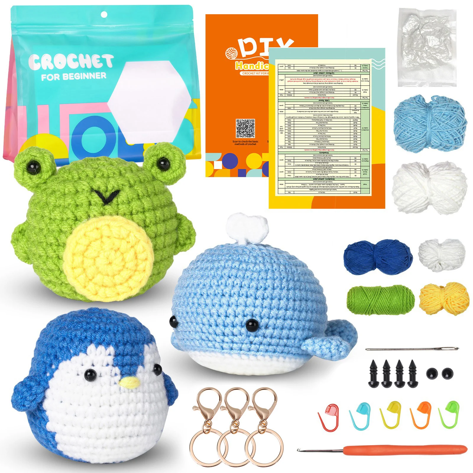 

3Pcs Handmade DIY Crochet Knitting Kit Wool Yarn Thread Crochet Material Kit Gift For Girl Beginner Pendant Dolls DropShipping