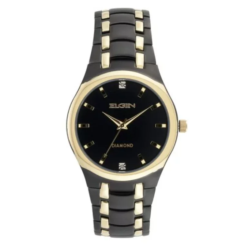 

Elgin Adult Mens Analog Wristwatch in Black and Gold with Black Dial (FG8021)