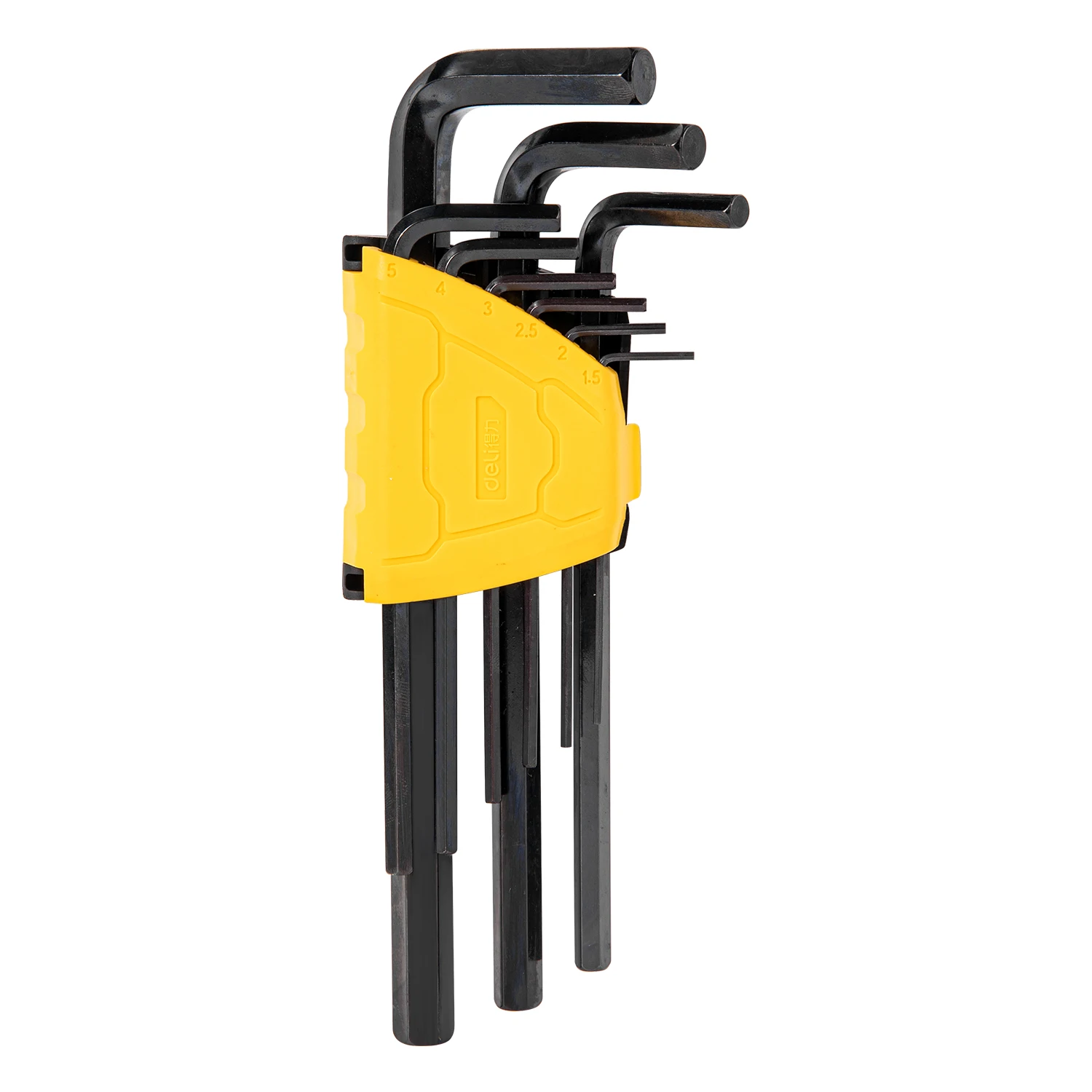 Deli 9PCS 1.5-10mm Long Flat End Hex Key Set Ball End Hex Key with Black Finish Set Hand Cr-V Material Tool Set