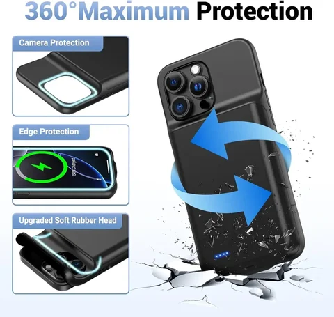 Для iPhone 16 Pro Max/16 Pro/16E/16 Plus умный чехол для зарядного устройства аккумулятор Power Bank внешняя крышка для зарядки bateria