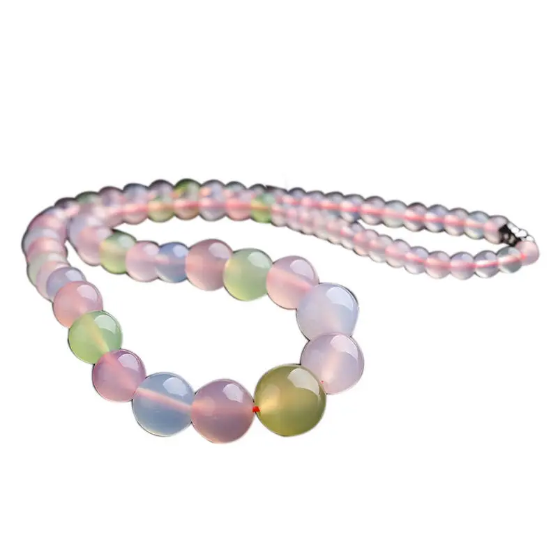 Ожерелье из агата халцедона натурального цвета цепочка с кристаллами башни