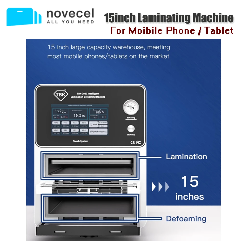 

TBK 208C 15 inch OCA Vacuum Laminating Machine + Autoclave Bubble Remover LCD Touch Screen Refurbish Lamination and Defoaming