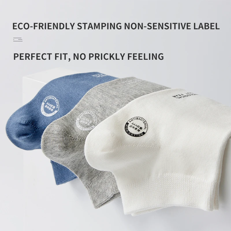 MiiOW 6Pairs Men‘s Cotton Socks Set Summer Breathable Antibacterial Short Sock Deodorant Ankle Sock Business Casual Dress Sock