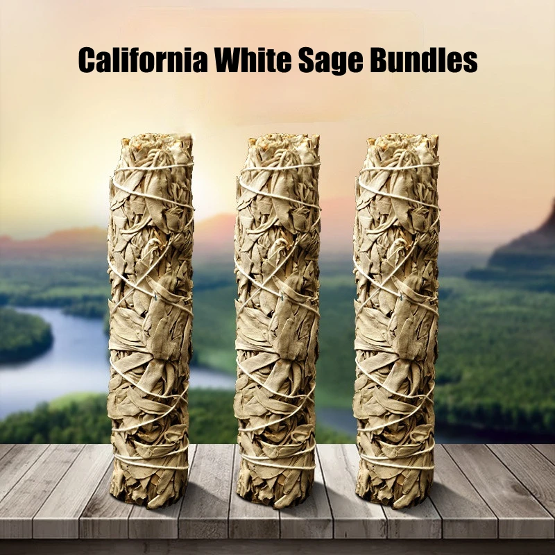 

New Arrival 90g 18cm California White Sage Bundles Incense Home Pure Leaf Smoky Smoking For Indoor Purification Bundles Sage
