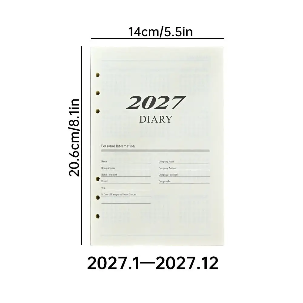 Блокнот-ежедневник A5 2027: Сменные листы для планировщика, английский дневник, сменные блоки для тетради на кольцах (art.: 3920db413a3d8) - 3920db413a3d8