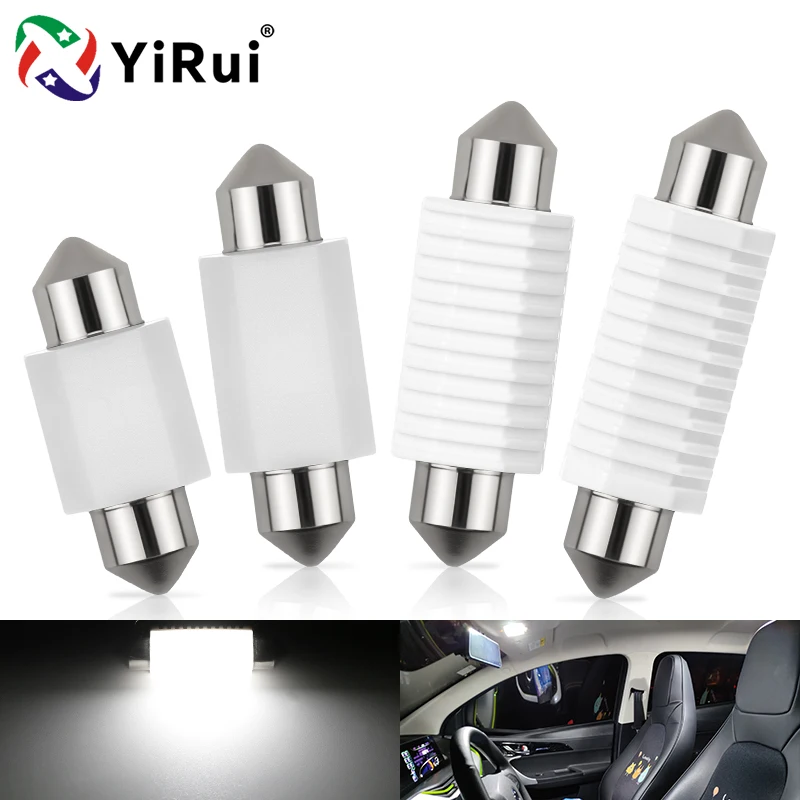 YiRui новая Автомобильная внутренняя считывающая лампа C5W C10W керамическая 3030 2SMD 12 В с широким нажимным отделением для подсветки фото