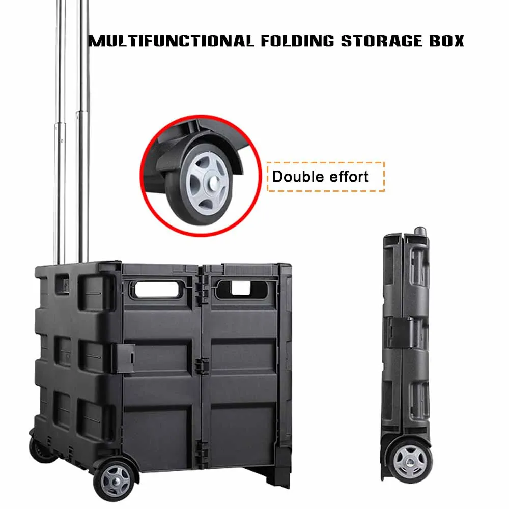 40L Trunk Trolley Crates Compartments Case Tool Storage Case Shopping Pick-up Goods Vehicle Storage Hand Shelf Folding Box
