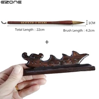 ezone 2pcsset soft hair wooden writing brushes and brush holder watercolor pen chinese calligraphy painting pen art supplies