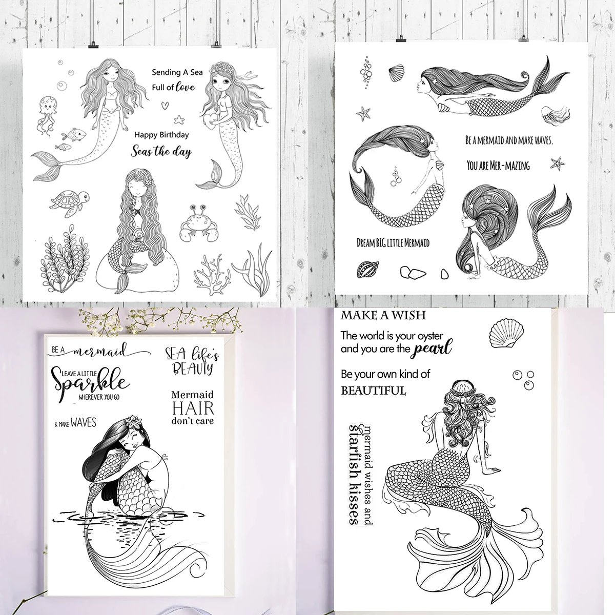 

Красивые резиновые прозрачные штампы «Морская Русалка» для «сделай сам», скрапбукинг, декоративные открытки, ремесла, забавные декоративн...