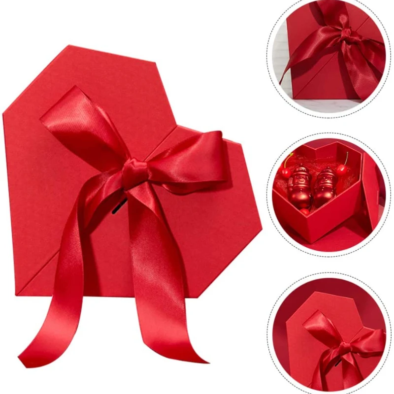 

1pc Heart Shaped Gift Box Candy Packing Boxes with Ribbon Jewelry Storage Case for Wedding Valentine's Day Anniversary