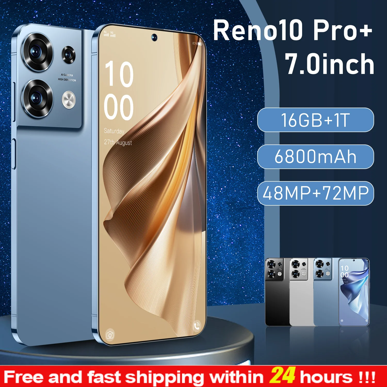 

2023 оригинальный новый смартфон Reno10 Pro, 7,0 дюйма, полный экран, идентификация по лицу, 16 ГБ + 1 ТБ, мобильные телефоны, Φ 4G, мобильный телефон