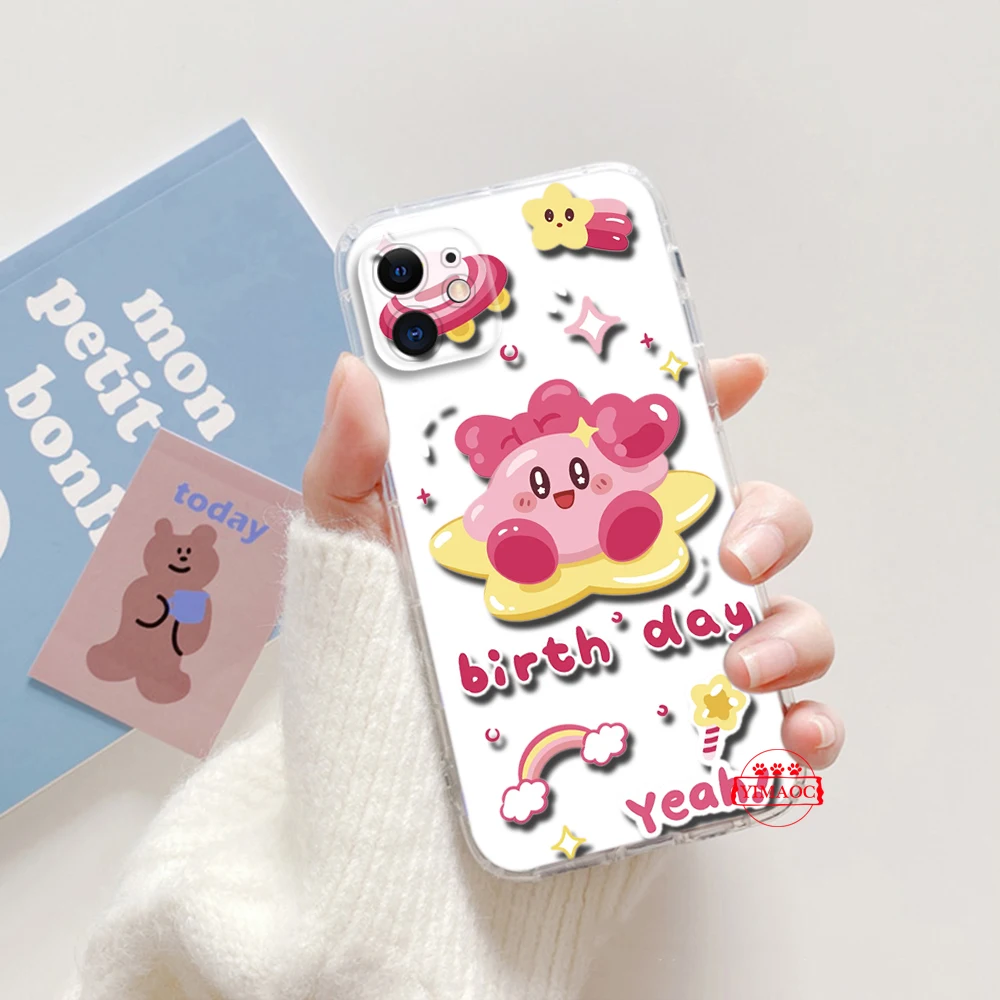 Милый мягкий силиконовый чехол Kirby для iPhone 16 15 14 Plus 13 12 11 X XS XR Pro Max Mini 8 7