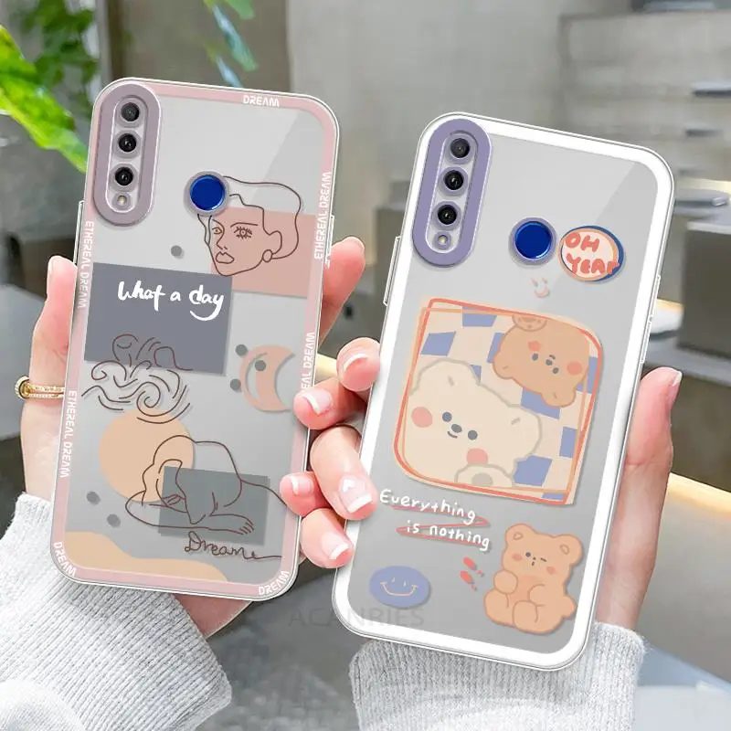 Прозрачный силиконовый чехол P30lite с милым рисунком для Huawei P30 Lite, P20 Pro, Honor 20, 50, 60, 20lite, 20s, 10i, 8x, Цветочная камера, полное покрытие