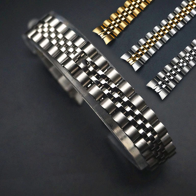 

Watch Accessories Band Women 3 Beads Watch Strap 13mm Solid Stainless Steel Clasp for Rolex Daytona Submariner Calendar Log