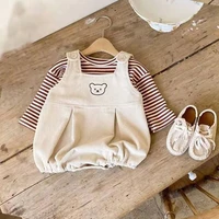 spring autumn baby corduroy bodysuit infant sleeveless jumpsuit fashion bear embroidery overalls for boys and girls baby clothes