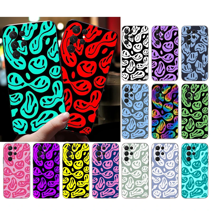 

Phone Case for Samsung Galaxy S23 S22 S21 S20 Ultra S20 S22 S21 Plus S10E S20FE Note 10Plus 20Ultra Trippy Smiley Face Case