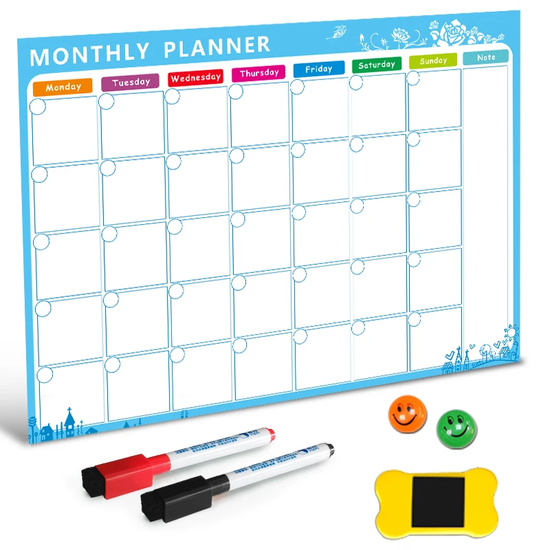 

Magnetic Whiteboard Dry Erase Board Magnets Fridge Refrigerator To-Do List Monthly Daily Planner 2021 Organizer for Kitchen