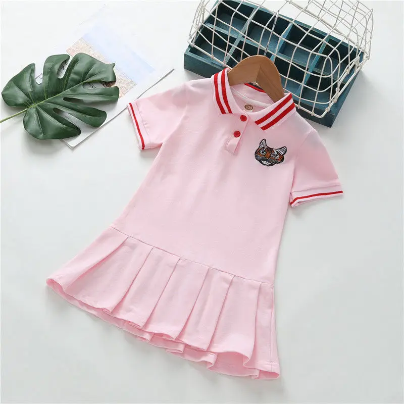 

Fashion Skirt Girls Dress Summer New Casual Short Sleeved Skirt Kids Cotton Baby Polo Skirt Children's Clothing Pink Dresses