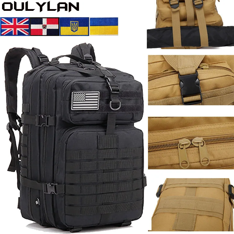 

Военные товары для кемпинга и пешего туризма OULYLAN 1000D, спортивная сумка для треккинга и скалолазания 30 л/50 л, мужской армейский тактический рюкзак с нашивкой в виде флага