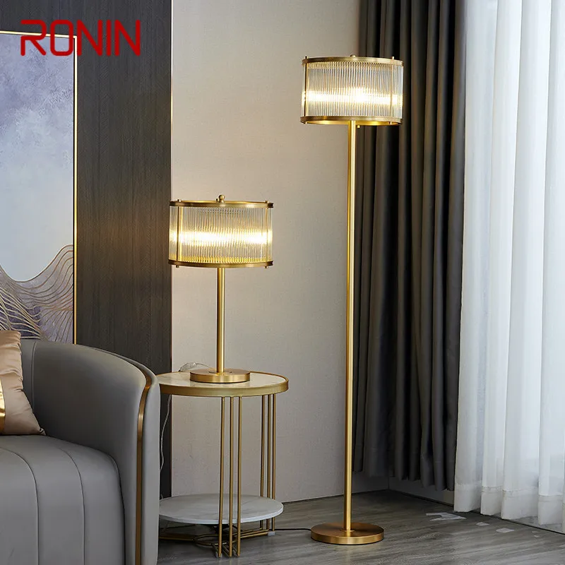 

RONIN Nordic Brass Floor Lamp Modern Luxurious Bedroom Living Room Beside The Sofa LED Decorative Standing Light