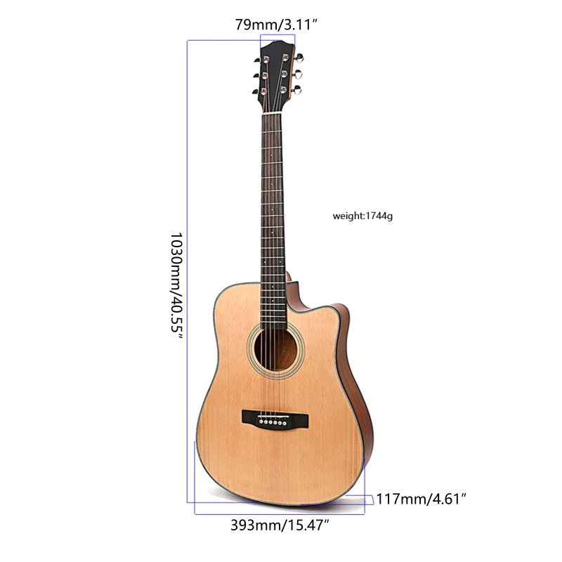 20 Frets Guitar Acoustic Guitar 41 Inches Acoustic Electric Guitar for Starters enlarge