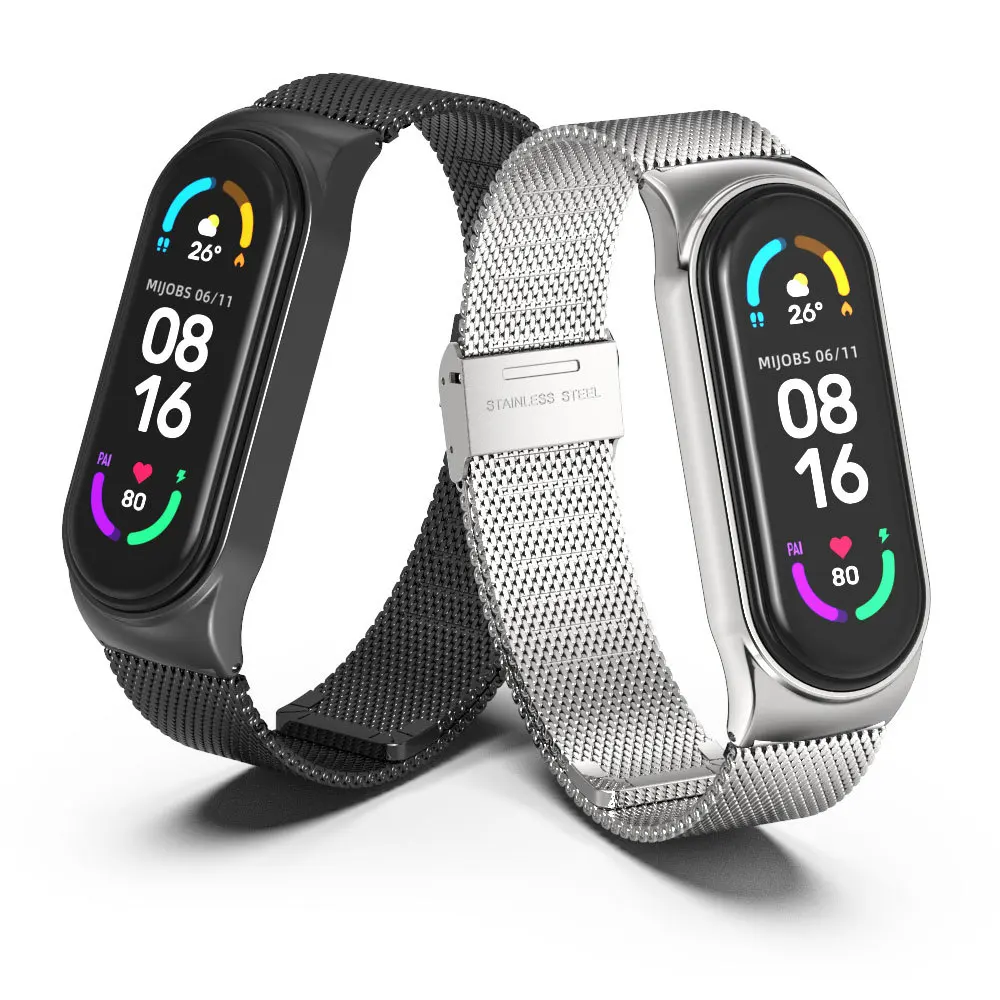 

Металлический браслет для часов Mi Band 7 6 5 4 3, ремешок с магнитной застежкой для смарт-часов Xiaomi Mi Band 7, аксессуары для часов Xiaomi