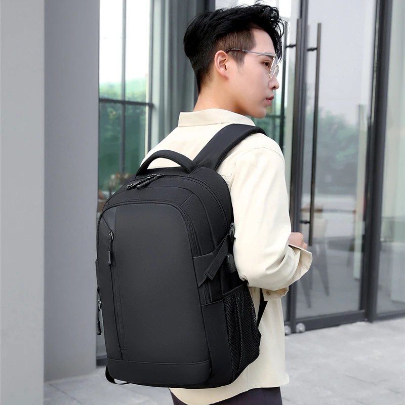 

Мужской водонепроницаемый рюкзак с большими карманами, черный деловой рюкзак с USB-разъемом, дорожная сумка для покупок, сумка на плечо, 2023