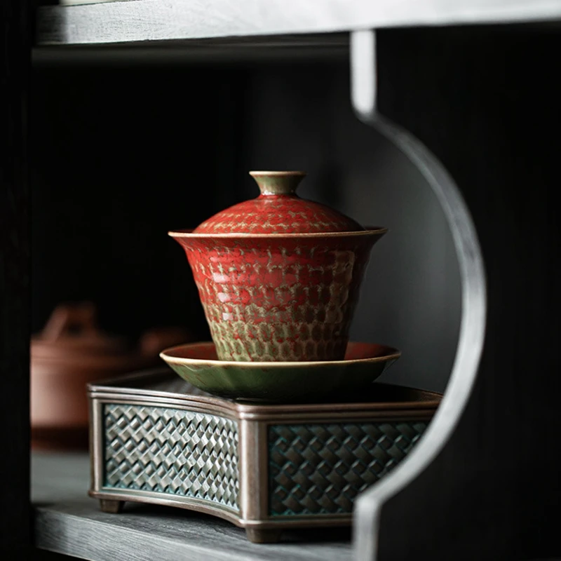 Керамическая гайвань с красной печью