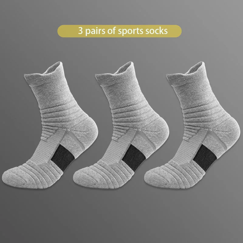 

3 pairs of non-slip soccer socks men's women's cotton socks short long soccer basketball sports socks breathable white socks