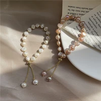 natural baroque freshwater pearl string pull bracelet ladies girl retro temperament gentle bracelet jewelry party gift
