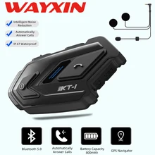 WAYXIN KT-1 오토바이 헬멧 헤드셋, 블루투스 5.0, 모토 핸즈프리 무선 헤드셋 커뮤니케이터 시스템, 방수 오토바이