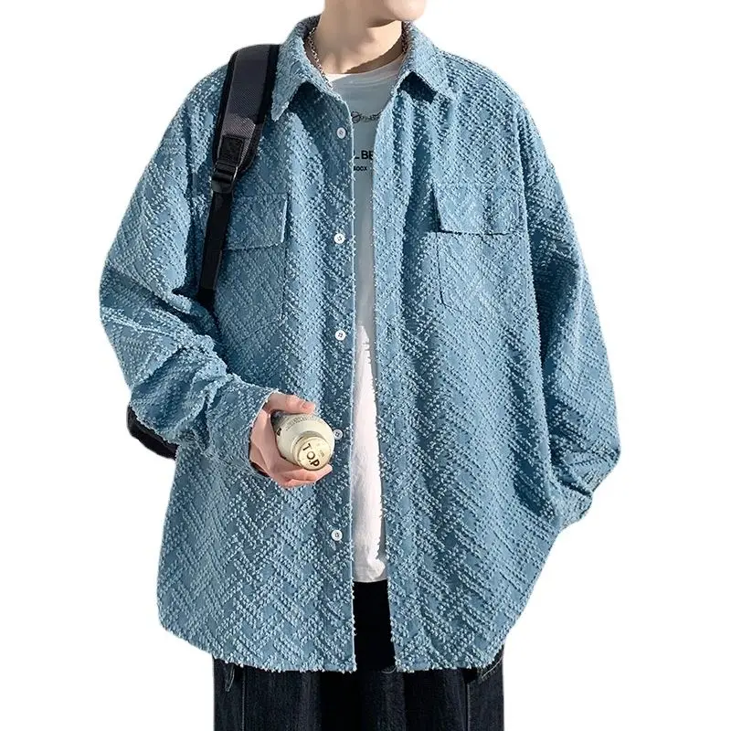 

Man Spring New Turn-down Collar Plus Size American Loose Denim Jacket