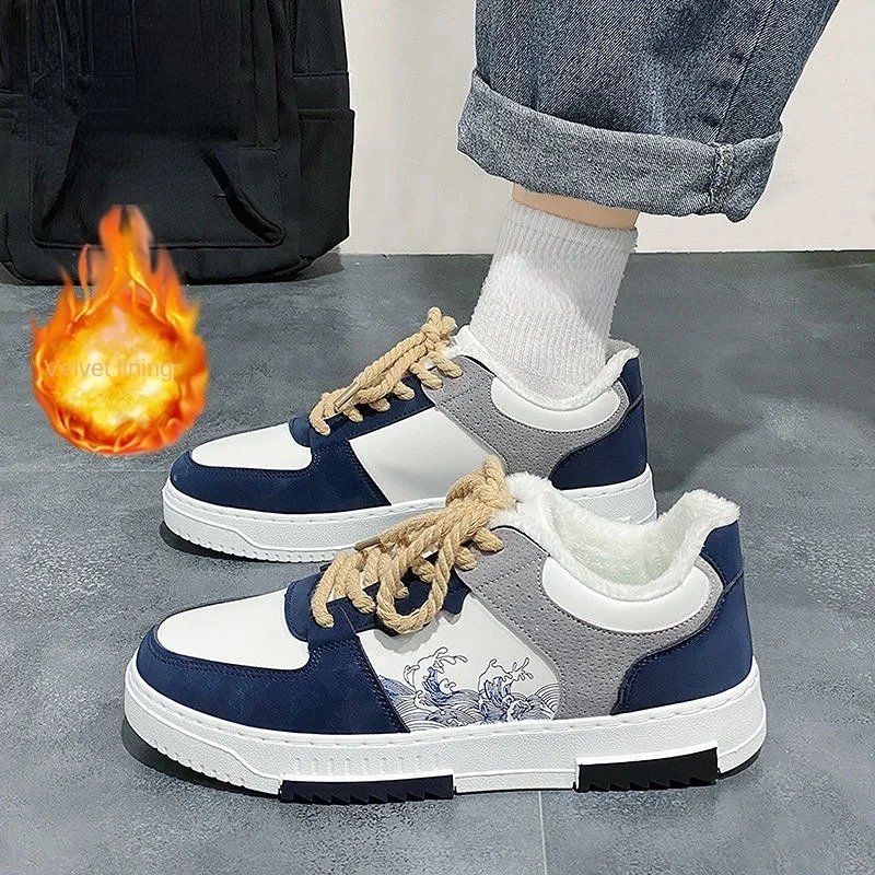 

Men's Shoes Autumn and Winter New Fashion Student Non-Slip Plus Velvet Warm Board Shoes Men's All-Match Casual Fashion Shoes