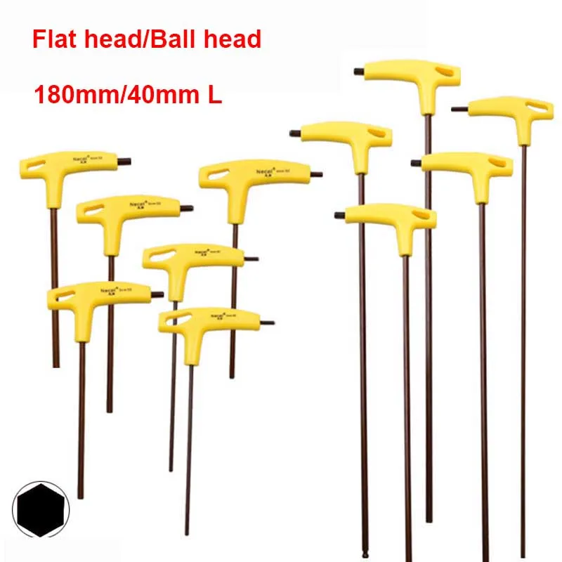 

1pcs T-Handle Hex Key Wrench 180/400mm long Flat/Ball head Hex Socket Screwdriver Universal Double-end Wrench Allen Screws Tools