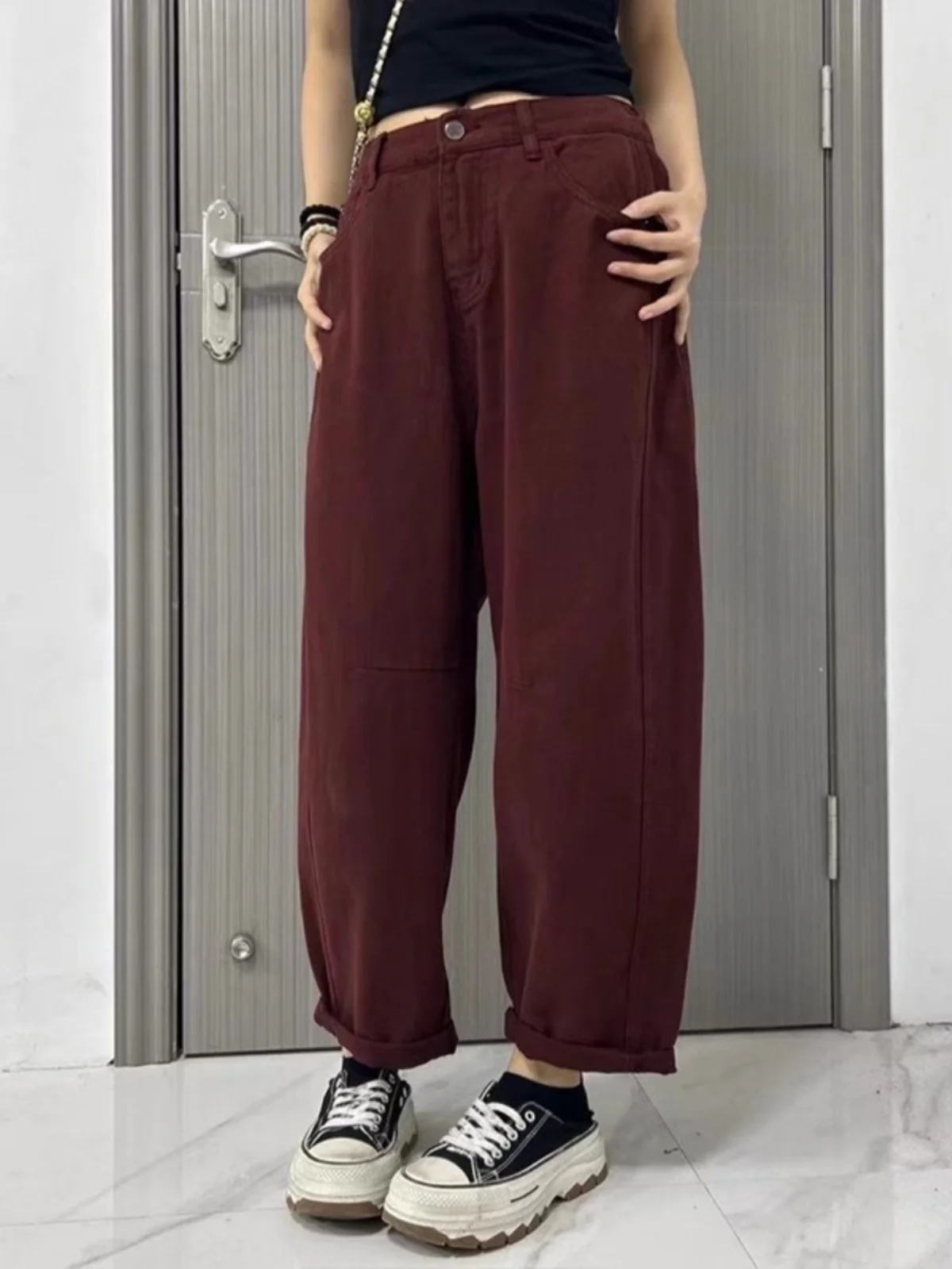 Большие размеры Свободные редиски Джинсы Весна Женщины Высокая талия