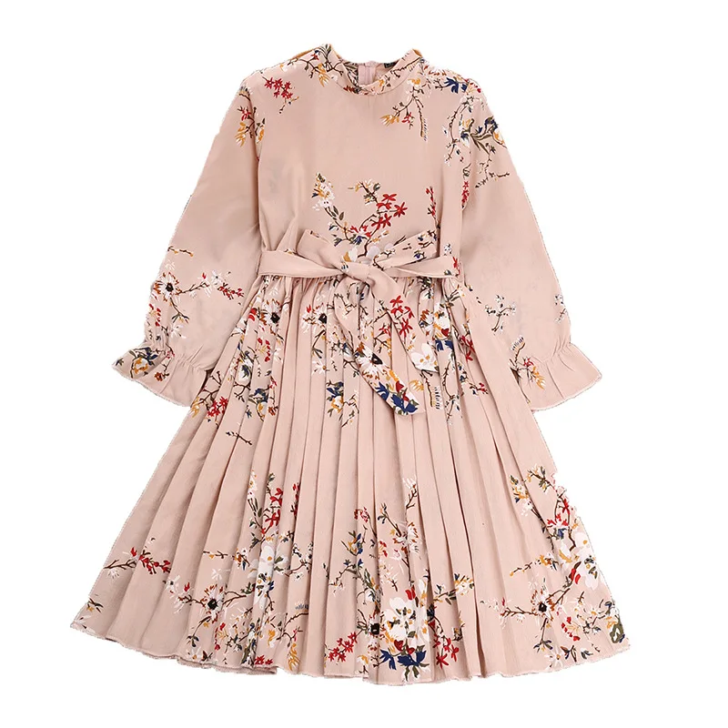 Демисезонное платье для девочек элегантная одежда девочек-подростков цветочное