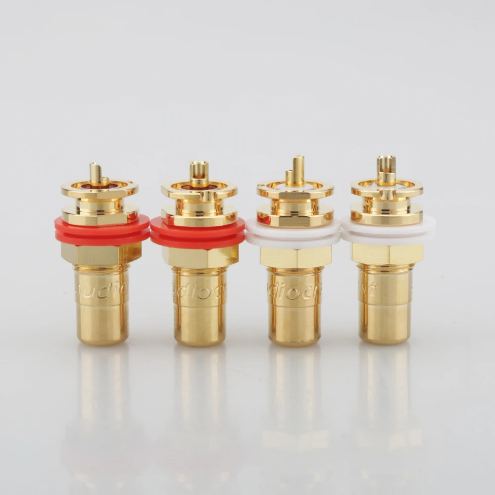 

4PCS Audiocrast Gold Plated RCA Phono Chassis Panel Mount Female Socket Adapter
