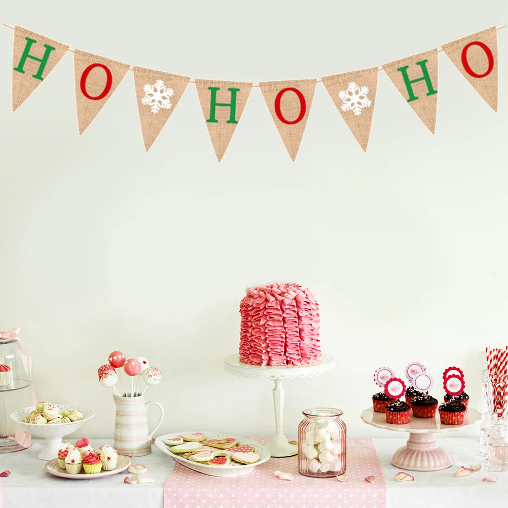 

1pc Christmas Banners Colored Lines Fabric Christmas Christmas Flag for Party