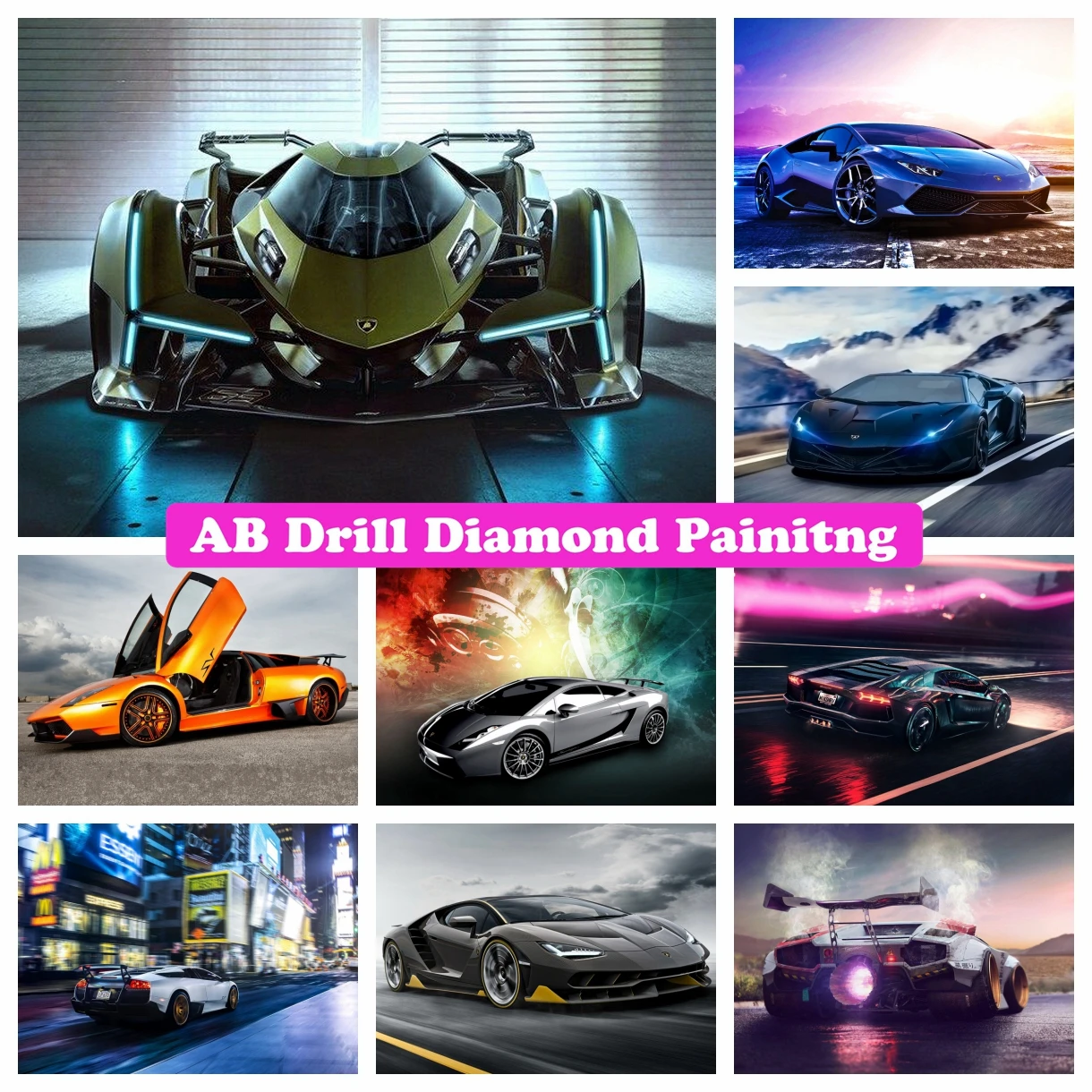 

Sports Car Lamborghini 5D DIY AB Drills Diamond Painting Embroidery Cross Stitch Kits Rhinestone Mosaic Handmade Home Decor