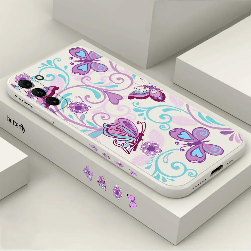 

Flower Butterfly Phone Case For Samsung Galaxy S23 S22 S21 S20 FE Ultra 5G S11 S11E S10 S10E S9 Plus Lite Cover Funda Cqoue Capa