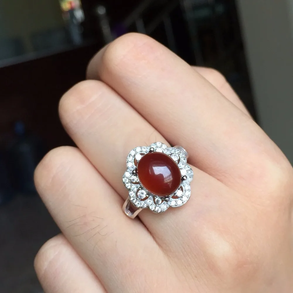 

[MeiBaPJ натуральный красный гранат, драгоценный камень, модное кольцо с любовным сердцем для женщин, реальное искусственное серебряное очаров...