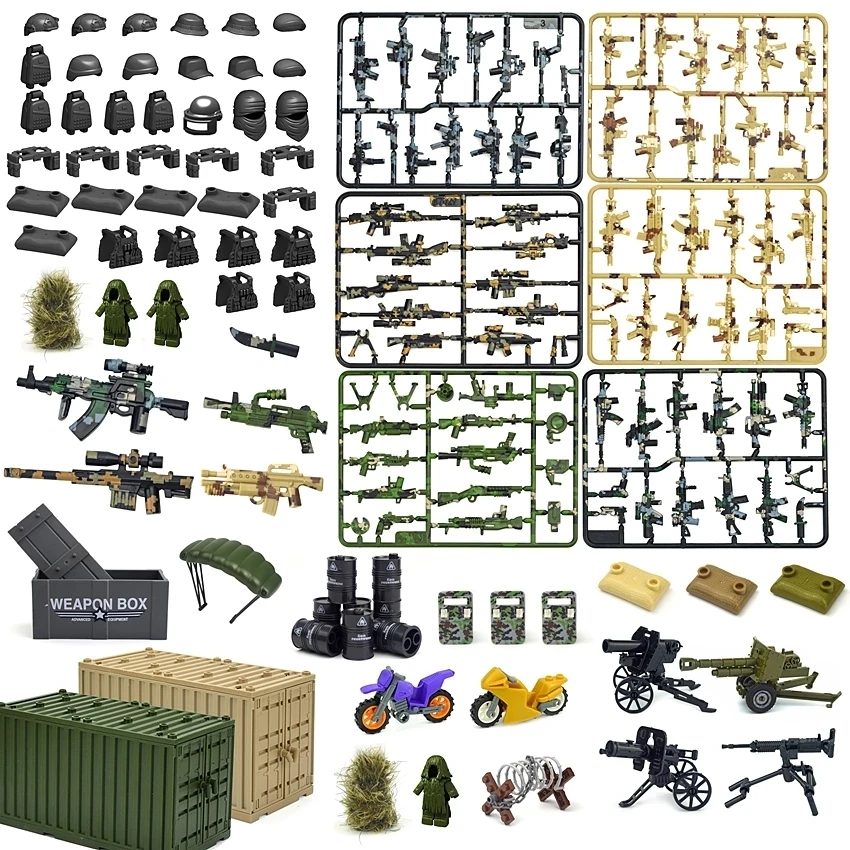 Детали WW2 Army MOC строительные блоки военные аксессуары кирпичи оружие спецназа