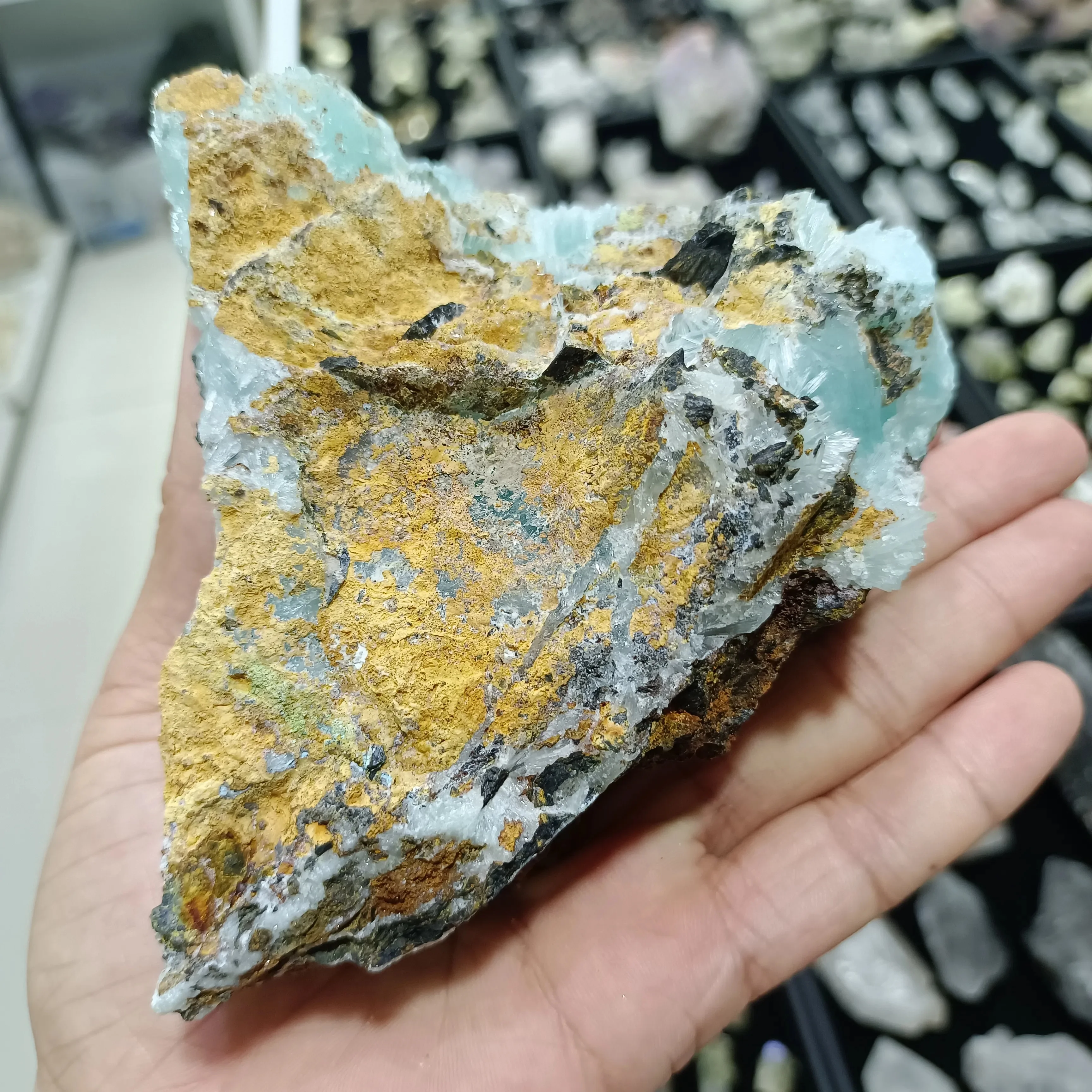 Удивительный красивый натуральный синий арагонит Кристалл Кластер