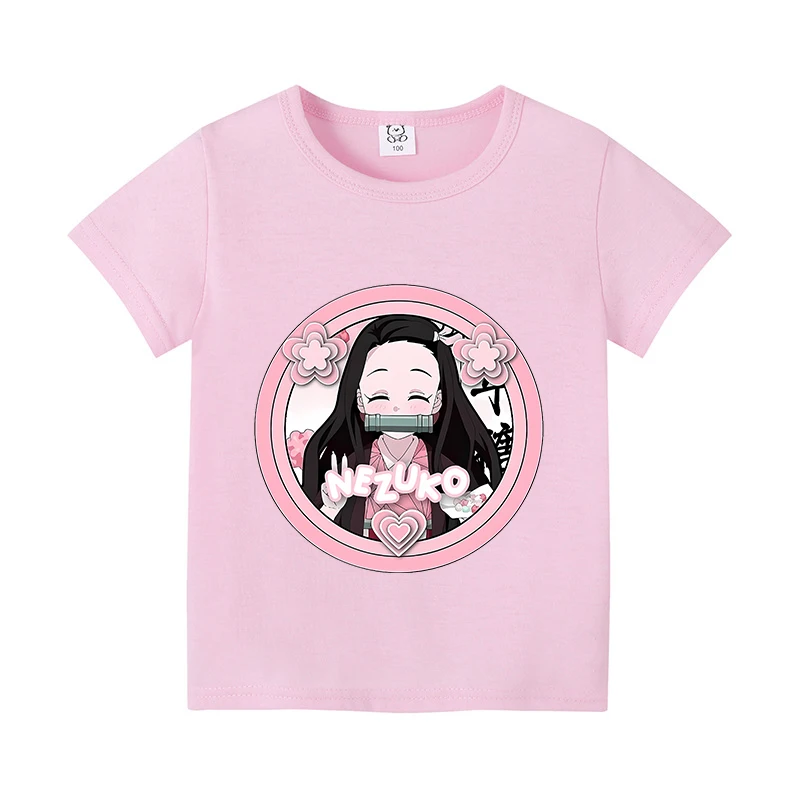 Детская одежда с рассекающим демонов футболка Kamado Tanjirou Nezuko топы коротким рукавом