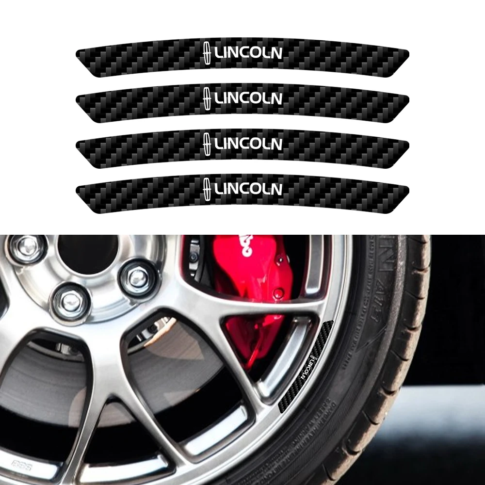 

4pcs Carbon Fiber Car Styling Wheel Rims Stickers Auto Decoration For Lincoln Mkz Navigator Towncar Aviator Mkx Mks Continental