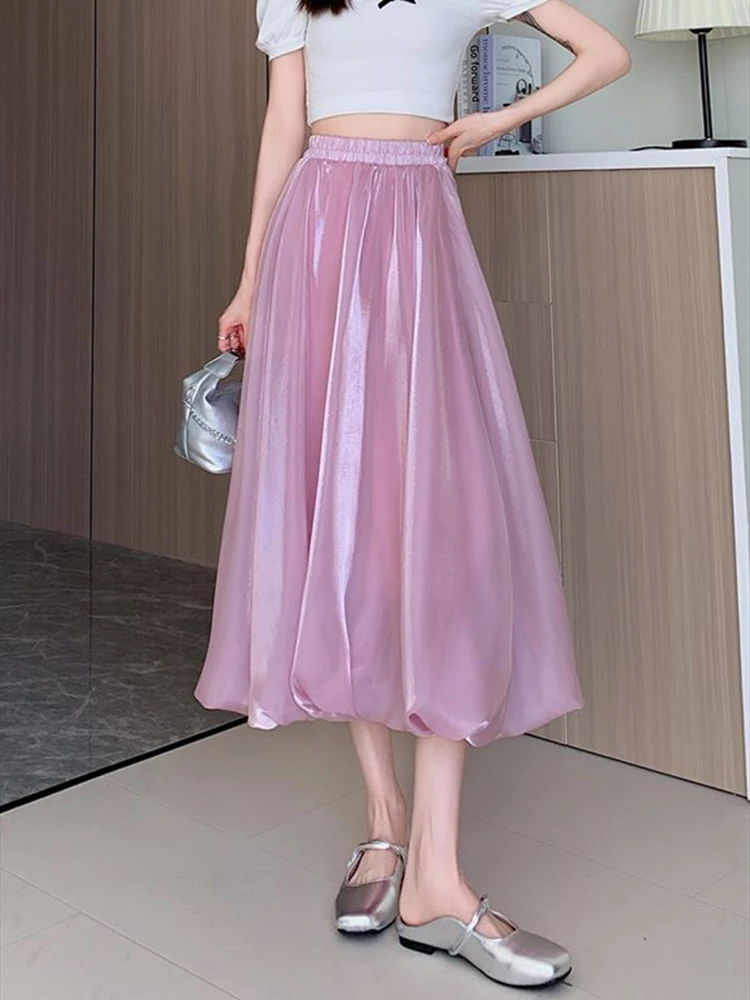 Юбка-макси Женская трапециевидная с завышенной талией элегантная повседневная