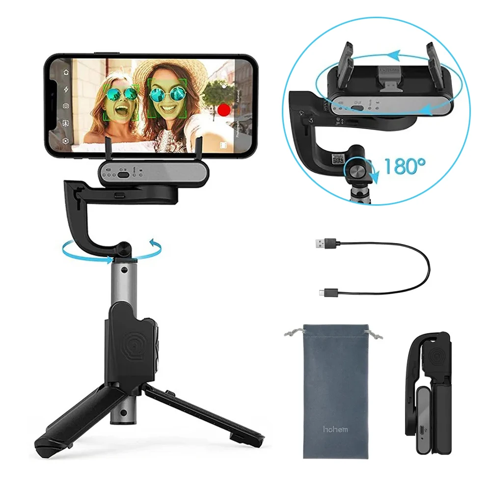 

1 Axis Selfie Stick Gimbal Stabilizer Face Tracking & 360° Rotation Extendable Stick Tripod with Wireless Remote for Smartphone