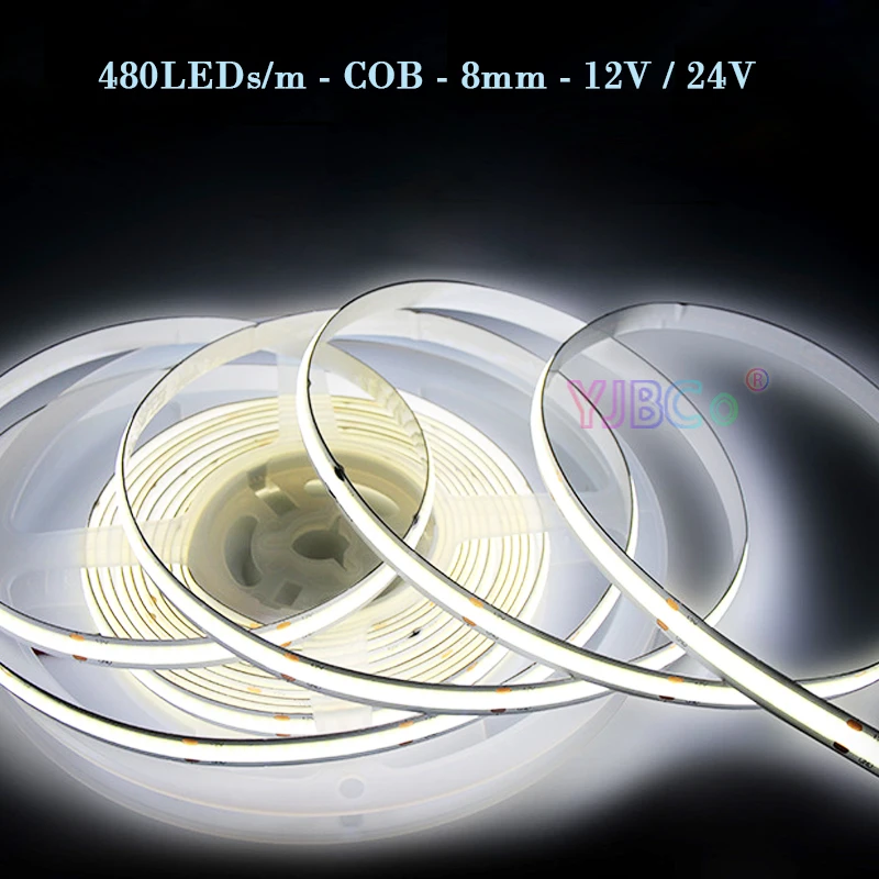 12 В 24 480 светодиодов/м 5 м одноцветная светодиодная лента COB белая/теплая