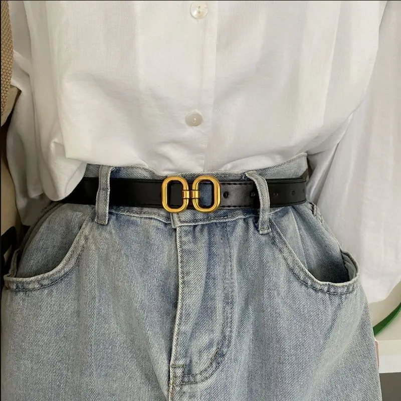 Retro Pu Leather Belt For Women Designer Alloy Buckle Waist Strap Youth Female Jeans Trouser Decorated Waistband