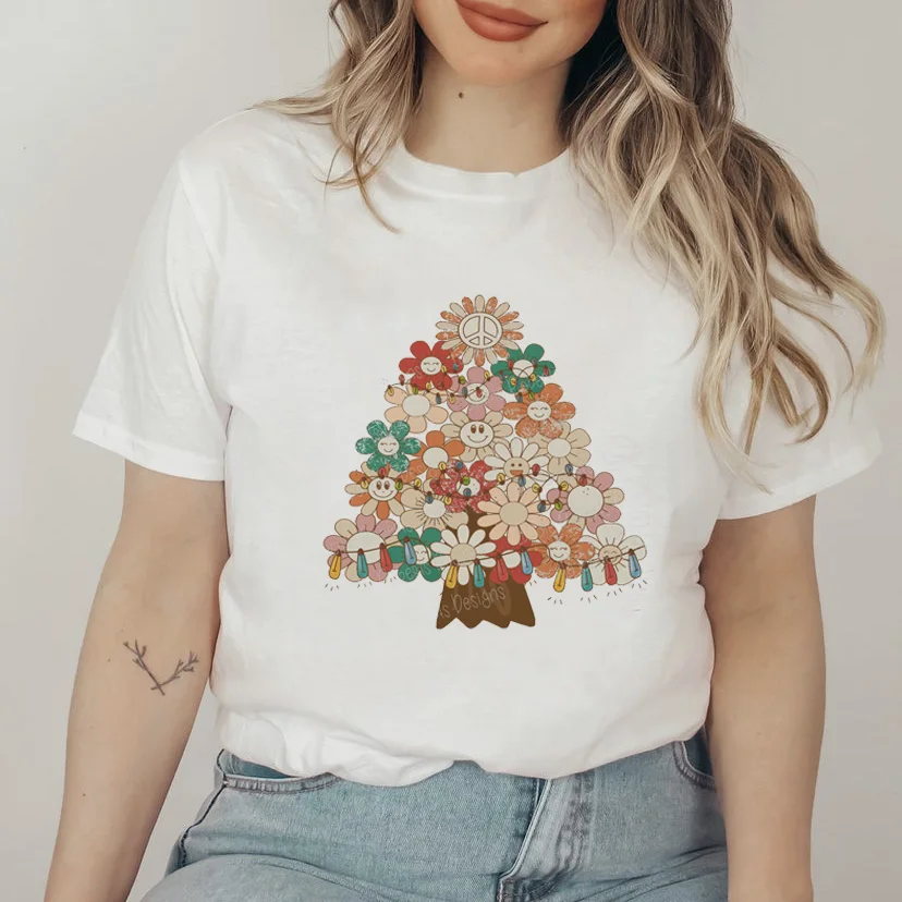 

Мультяшная Рождественская новая милая красивая футболка, зимняя Милая футболка с коротким рукавом, Женский Топ с милым рисунком, женская фу...